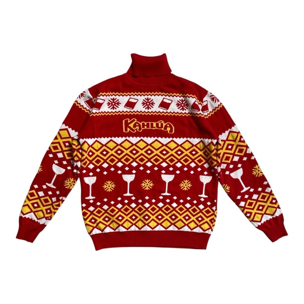 Kahlua Logo Red and Yellow Cocktail Turtleneck Sweater